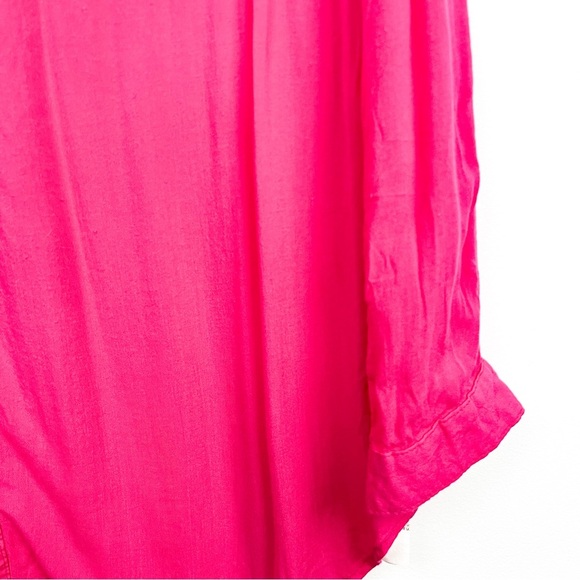 A Pea in the Pod Maternity Top, Hot Pink Long Sleeve Button-Up - Picture 4 of 10